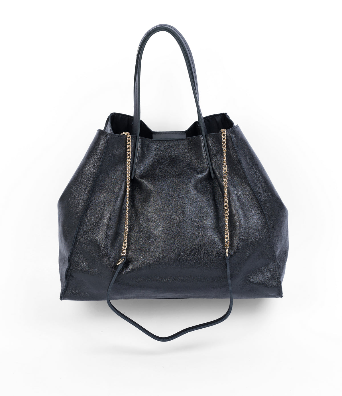 Shimmer leather Italian handbag