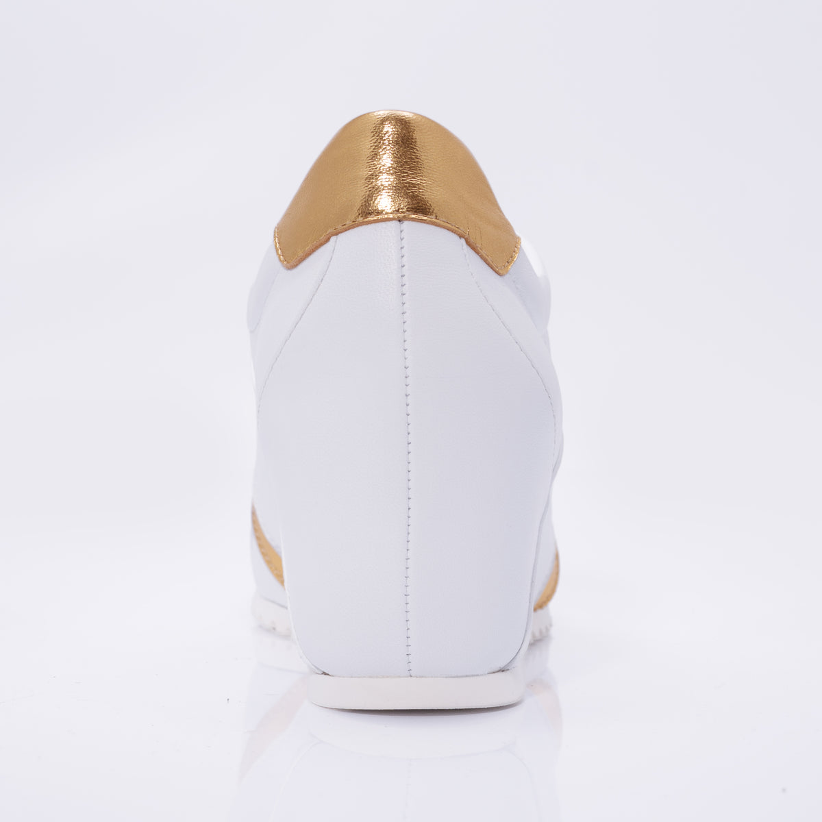 LA Chic Multi Leather slip on Wedge Sneaker White/Gold