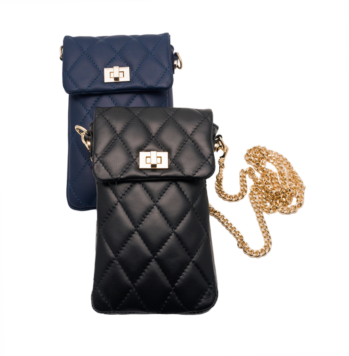 Quilted Leather, Phone Crossbody